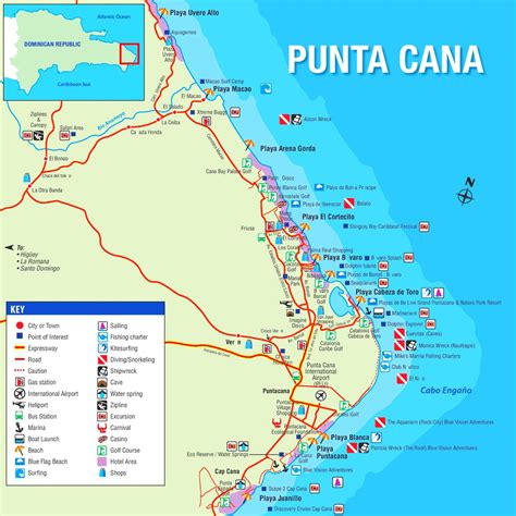 punta cana map of resorts on the beach